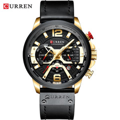 Military Leather Chronograph Wristwatch